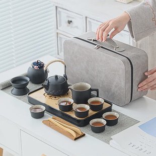 茶盘家用功夫茶杯户外式 旅行茶具套装 泡茶壶陶瓷商务礼品简约晚辈