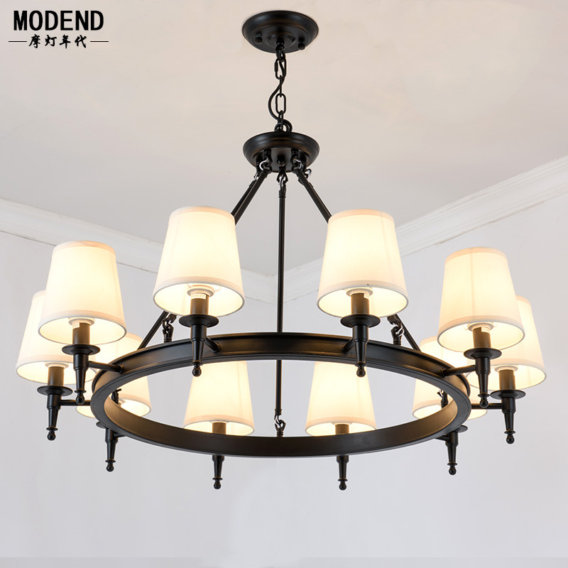 美式乡村客厅吊灯简约温馨主卧室餐厅铁艺田园灯欧式大气书房吊灯