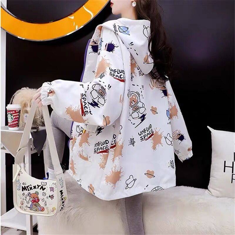 涂鸦正反两面穿工装大码女春秋新款网红宽松学生情侣连帽,女装/女士精品,短外套,淘宝优惠券,粉丝福利购,淘宝优惠卷