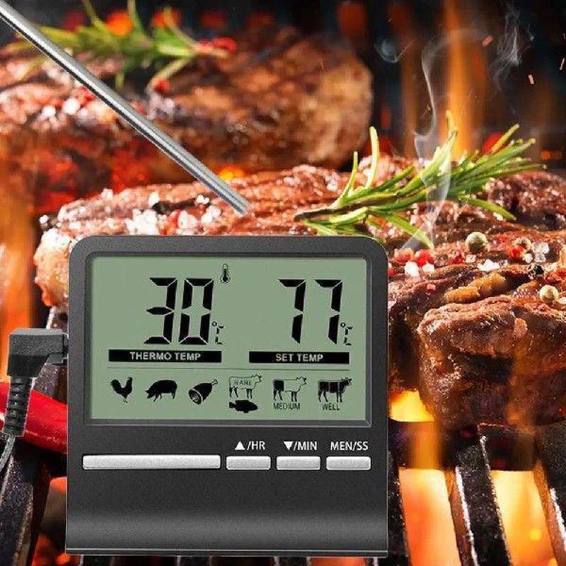 Digital Barbecue Meat Thermometer Oven Food Timer Probe