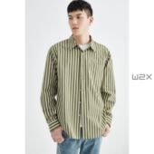 感寸衬衣棉条w2长袖 梳设计感 精纹廓形高级小众x法式 衬衫 男春季