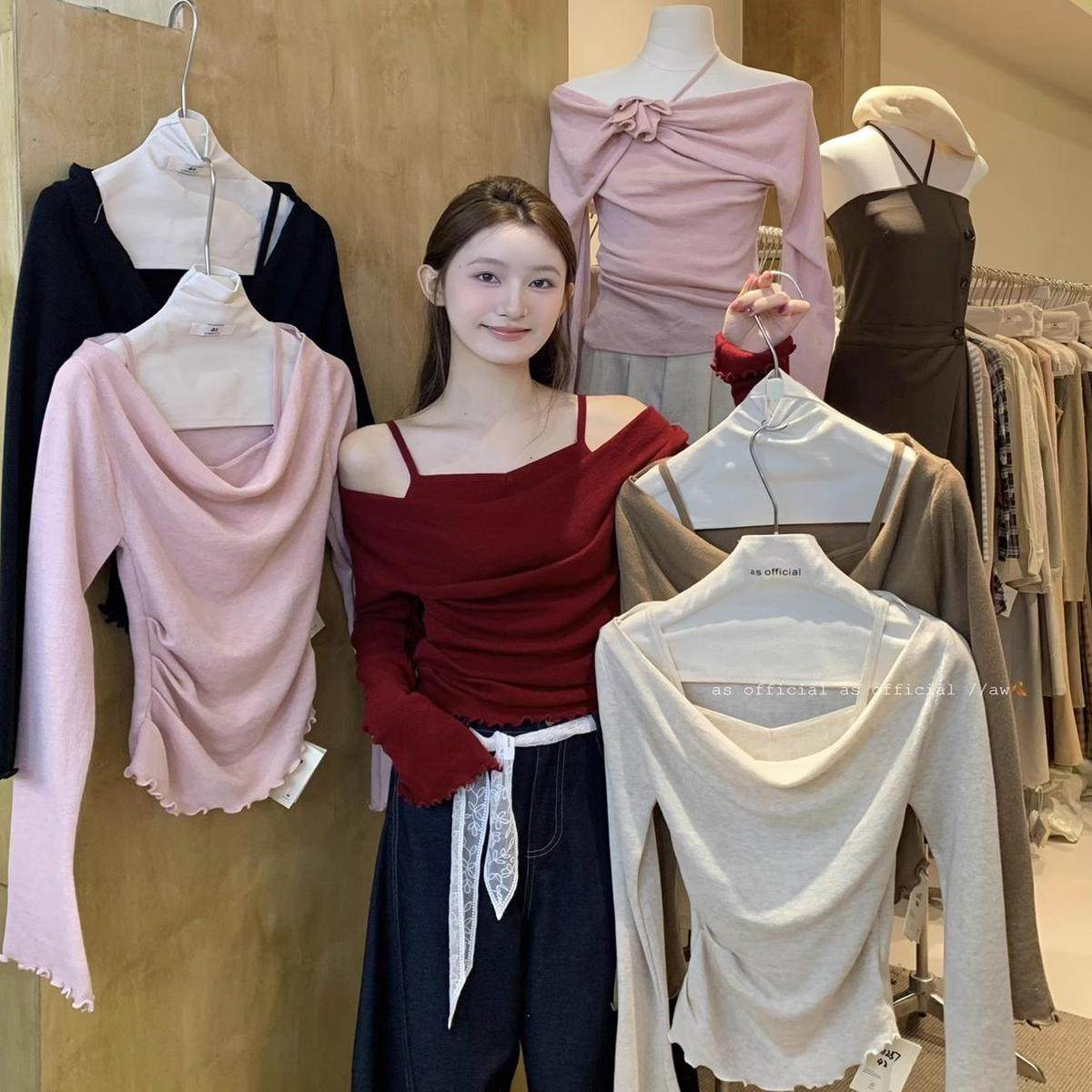 2025早春不规则打底衫女设计感小众假两件内搭,女装/女士精品,时尚防晒服,淘宝优惠券,粉丝福利购,淘宝优惠卷