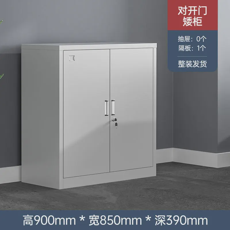 加厚二斗矮柜办公室资料文件柜家用带锁抽屉阳台柜铁皮储物工具柜