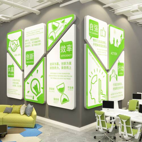 背景进门办公室墙面装饰画励志标语公司围布氛置形象墙企业文化墙