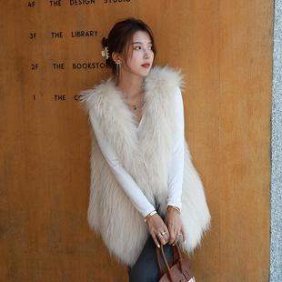 2023秋冬新款网红貉子毛双面编织皮草马甲女年轻中长款