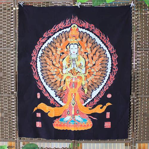 蜡染画手工棉布画中式挂挂家居客厅装饰特色挂布彩色千手