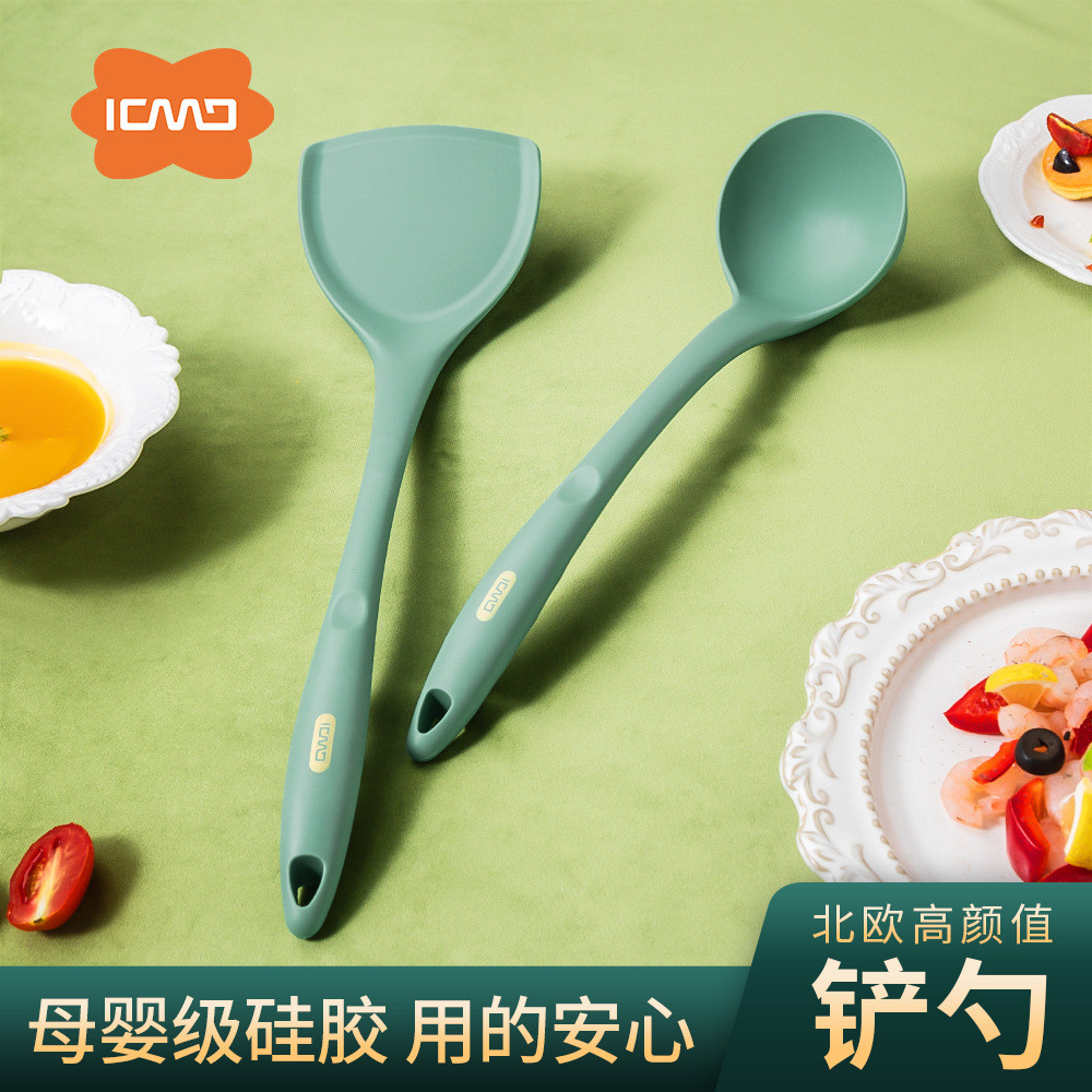 客满多硅胶锅铲勺炒菜铲不粘锅专用家用耐高温锅铲饭勺装汤勺套装