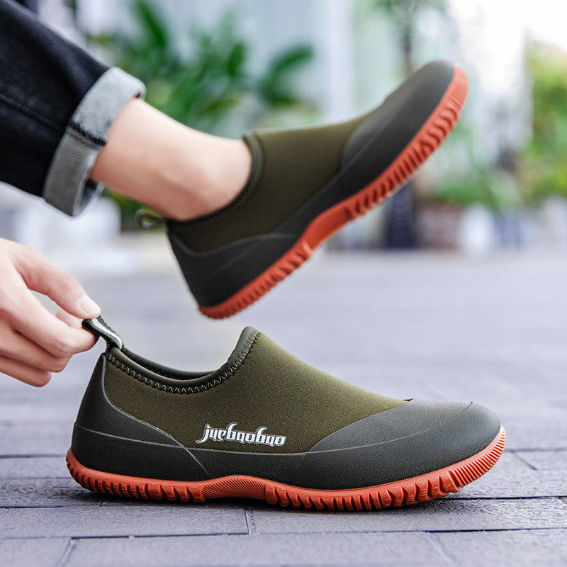 现货防水纽布朗雨鞋男款高档钓鱼鞋低帮轻便雨靴厨房防滑水鞋男士