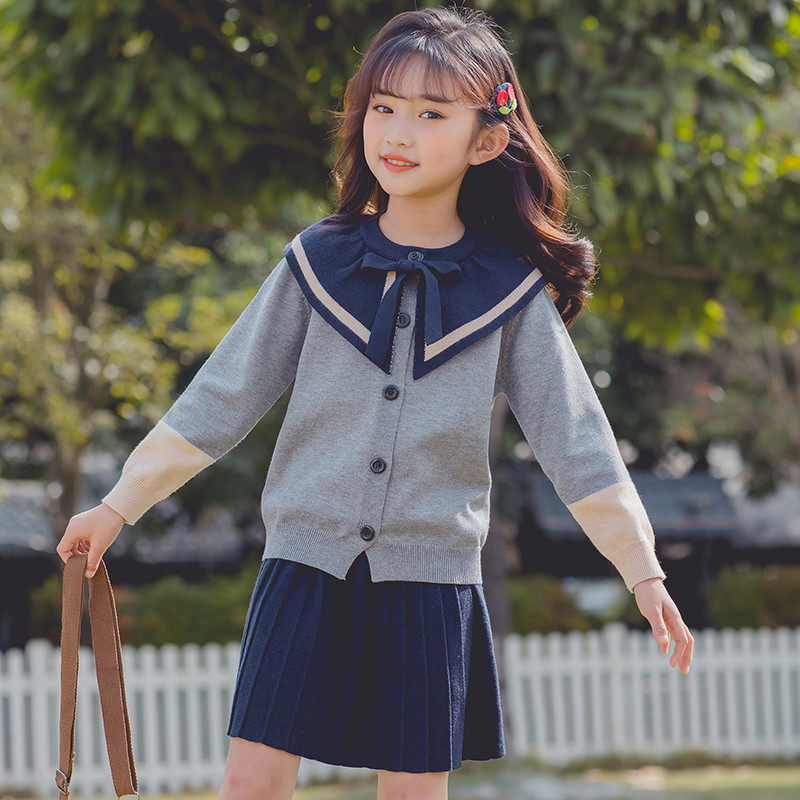 套装洋气时髦春季学院风小女孩女宝春装儿童两件套裙