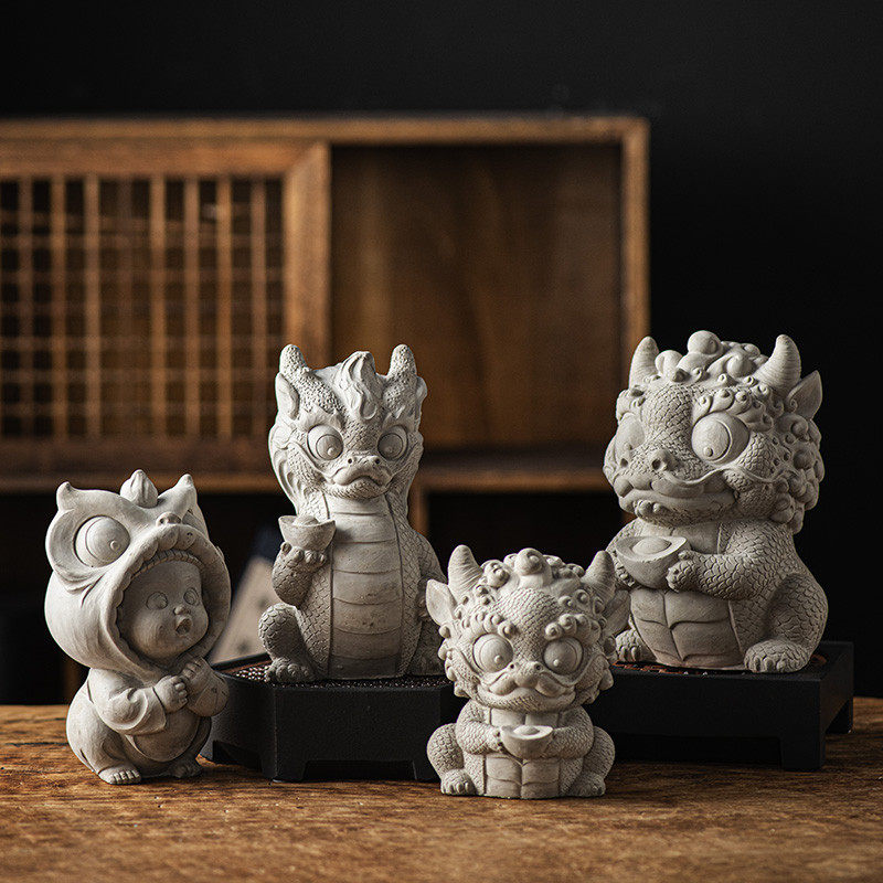 新中式水泥国潮招财龙摆件鱼缸沉水造景布景玄关客厅桌面装饰,家居饰品,装饰摆件,淘宝优惠券,粉丝福利购,淘宝优惠卷