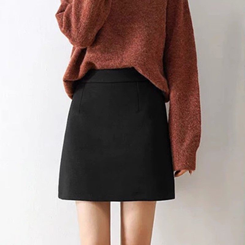 黑色毛呢女秋冬新款胖妹妹mm宽松显瘦梨型身材遮肚a字,女装/女士精品,大码半身裙,淘宝优惠券,粉丝福利购,淘宝优惠卷