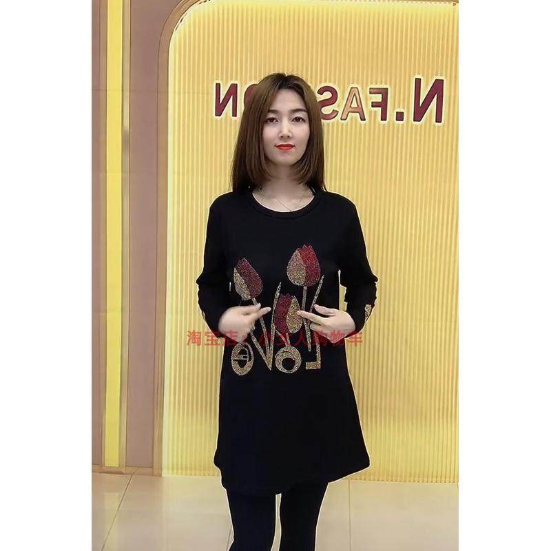 圆领长袖重工烫钻加绒2022年秋冬新款百搭时尚减龄中年,女装/女士精品,连衣裙,淘宝优惠券,粉丝福利购,淘宝优惠卷