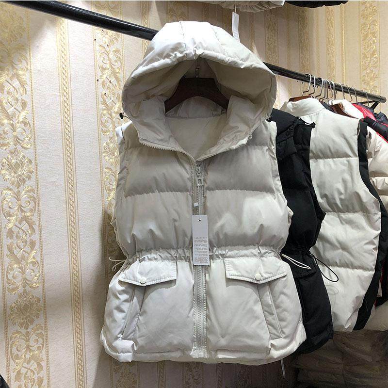 2025冬季新款韩版抽绳收腰纯色连帽加厚保暖短款棉马甲女面包棉服,女装/女士精品,马夹,淘宝优惠券,粉丝福利购,淘宝优惠卷