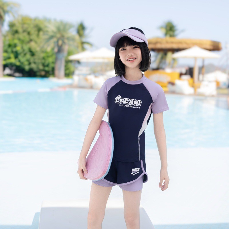 儿童泳衣分体女孩中大童2025新款初中生保守女童专业防晒速干游泳