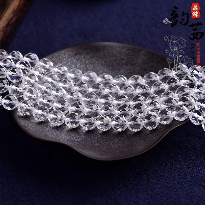 水晶半成品 天然白水晶64刻面散珠 水晶半成品批发 DIY手工材料