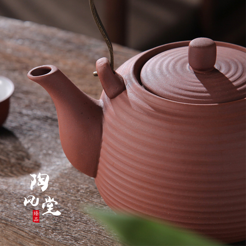 陶壶烧茶壶手工泥壶烧水壶粗陶提梁柴烧壶砂铫壶木炭炉碳炉煮茶壶