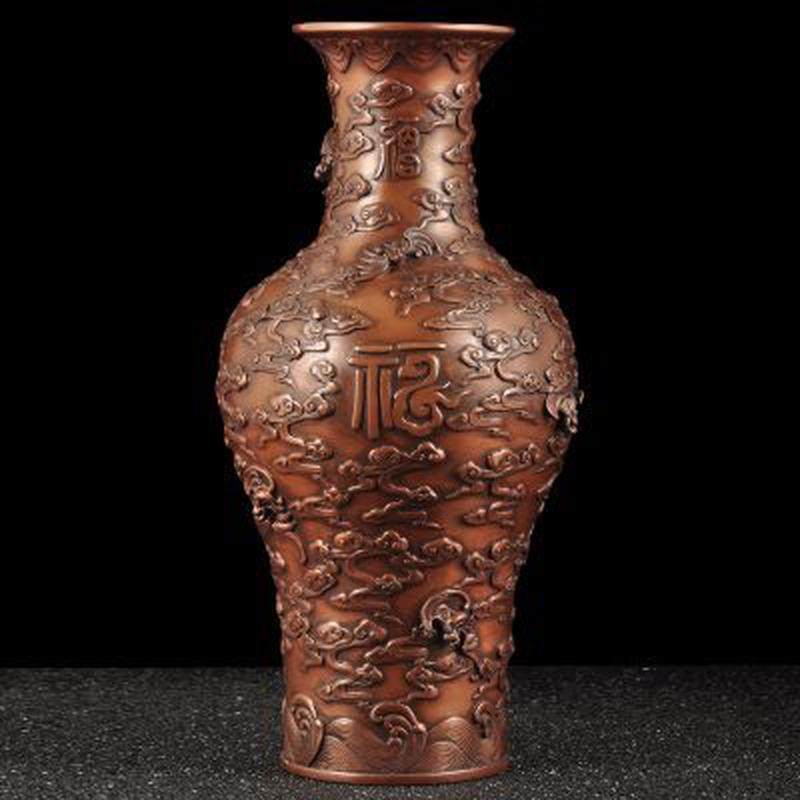 紫铜鹤寿延年花瓶摆件家居客厅装饰品送老人长辈祝寿贺寿,家居饰品,桌面摆件,淘宝优惠券,粉丝福利购,淘宝优惠卷