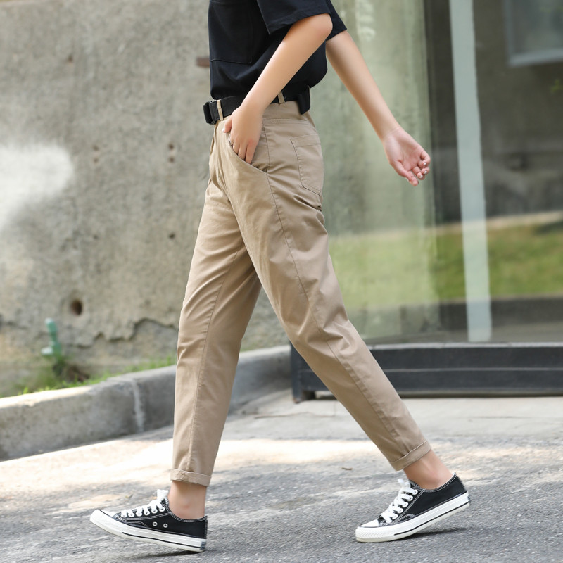 卡其色女2025新款工装裤夏季薄款小个子休闲萝卜锥形女裤