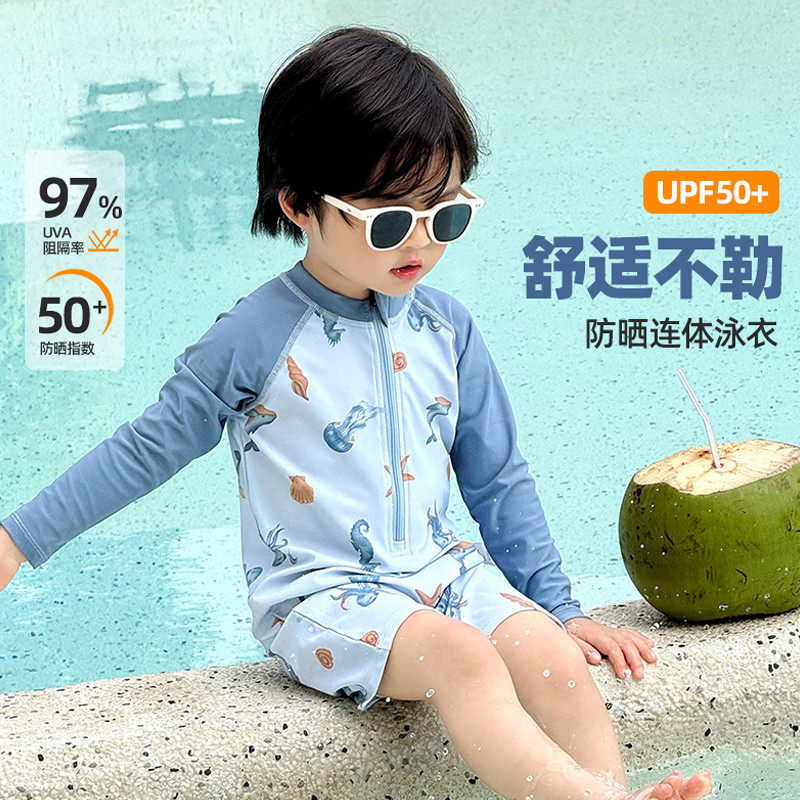 儿童泳衣男童游泳衣夏季连体泳装套装2025新款男孩速干游泳裤帅气