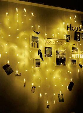 彩灯led爱心形相片夹子闪灯串灯婚庆节日暖黄色卧室墙面装饰灯串