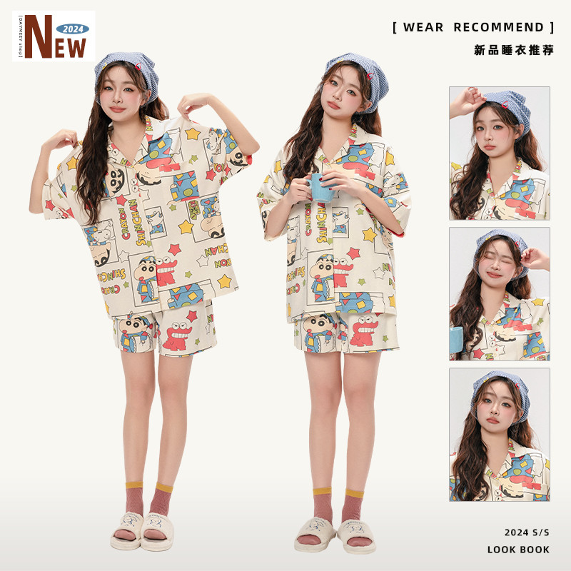 新品蜡笔小新可爱卡通夏季睡衣女款2025年新款纯棉短袖夏天家居服