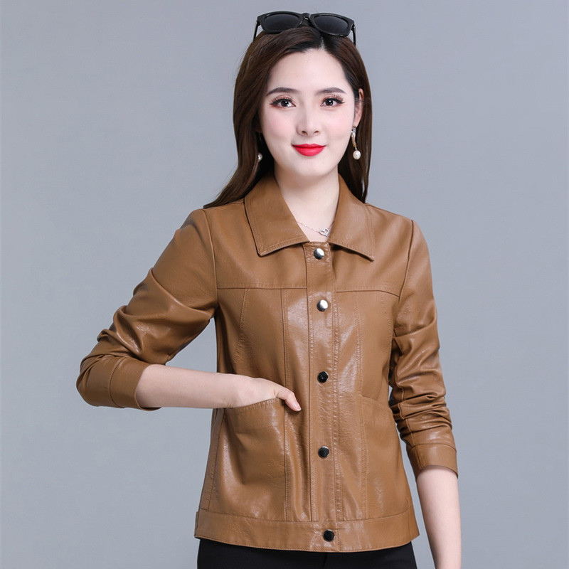 2023年新款春秋季皮衣女短款显瘦女士小皮休闲皮大码