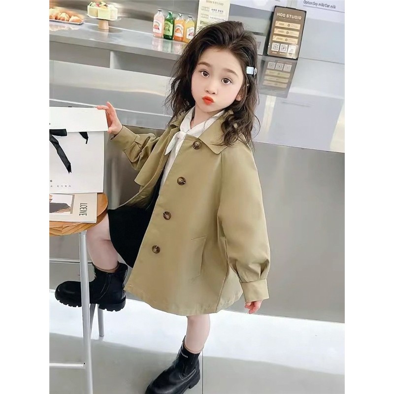 风衣春秋款洋气儿童秋装2025新款中长款女宝宝春季英伦风