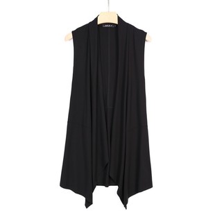 夏季马甲男开衫薄款无袖风衣中长款休闲外搭披肩黑色马夹