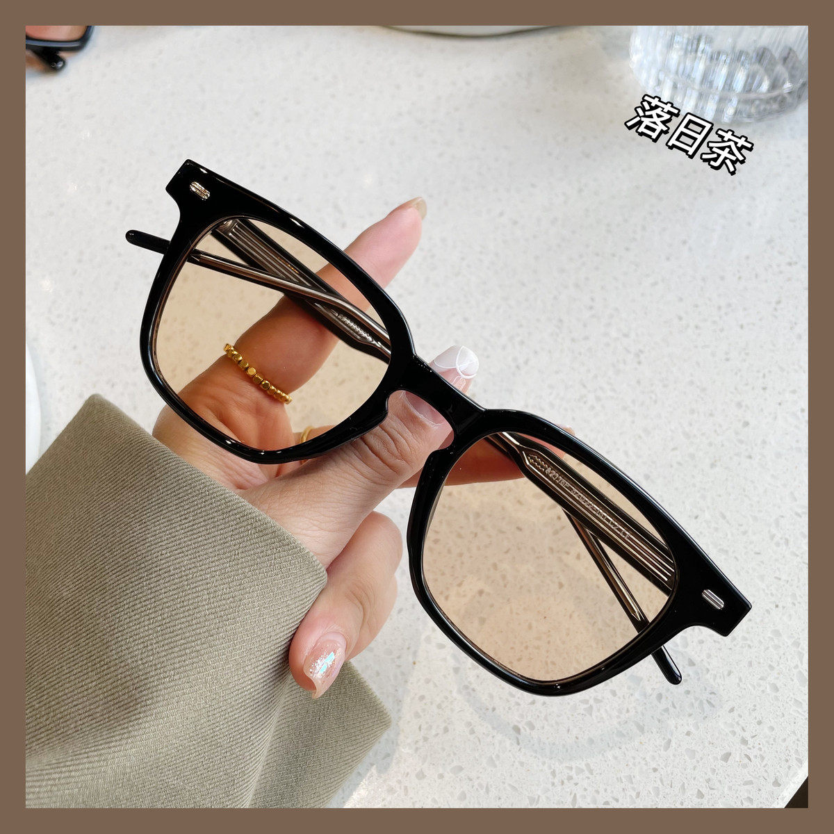 高级感黑框茶色墨镜可配近视感光变色太阳眼镜女适大脸显瘦男潮,ZIPPO/瑞士军刀/眼镜,太阳眼镜,淘宝优惠券,粉丝福利购,淘宝优惠卷
