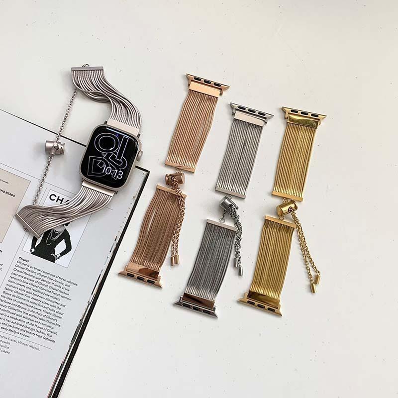 星光色流苏表带适用于applewatch苹果手表8金属表带iwatch7代6145