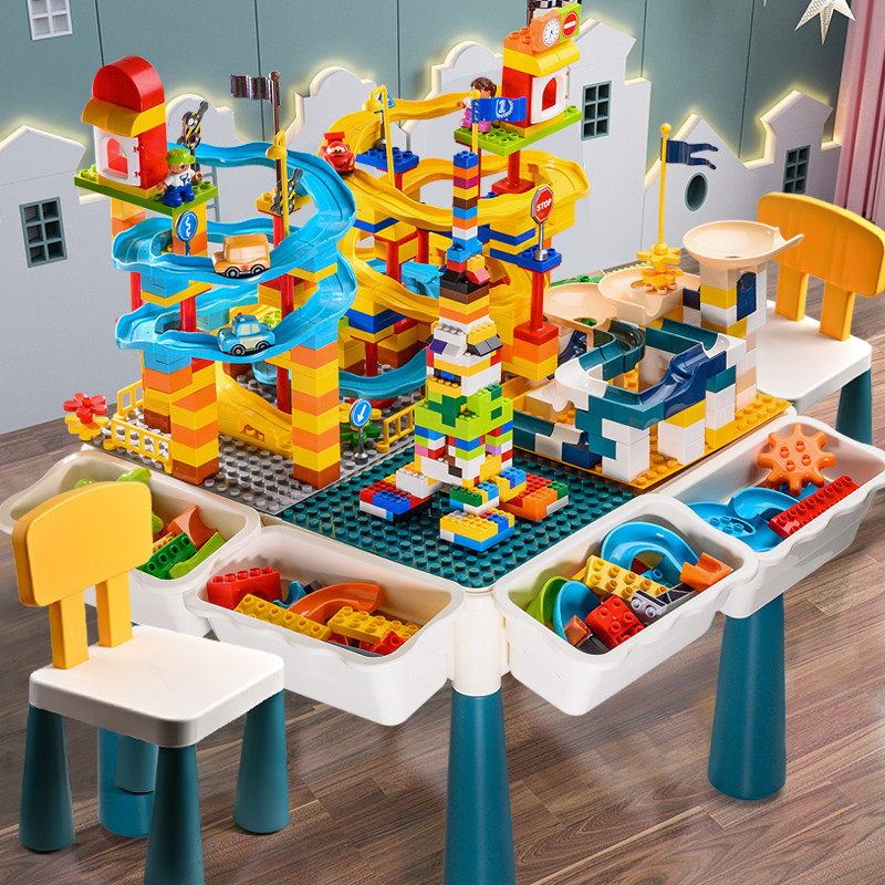儿童积木桌子多功能宝宝拼图积木拼装玩具益智大颗粒男孩新年礼物,玩具/童车/益智/积木/模型,普通塑料积木,淘宝优惠券,粉丝福利购,淘宝优惠卷