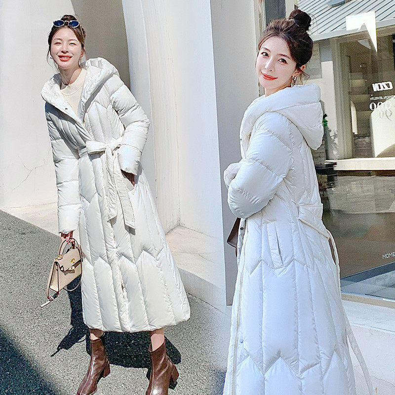 羽绒棉服女中长款2023新免洗冬季百搭加厚棉服过膝显瘦潮