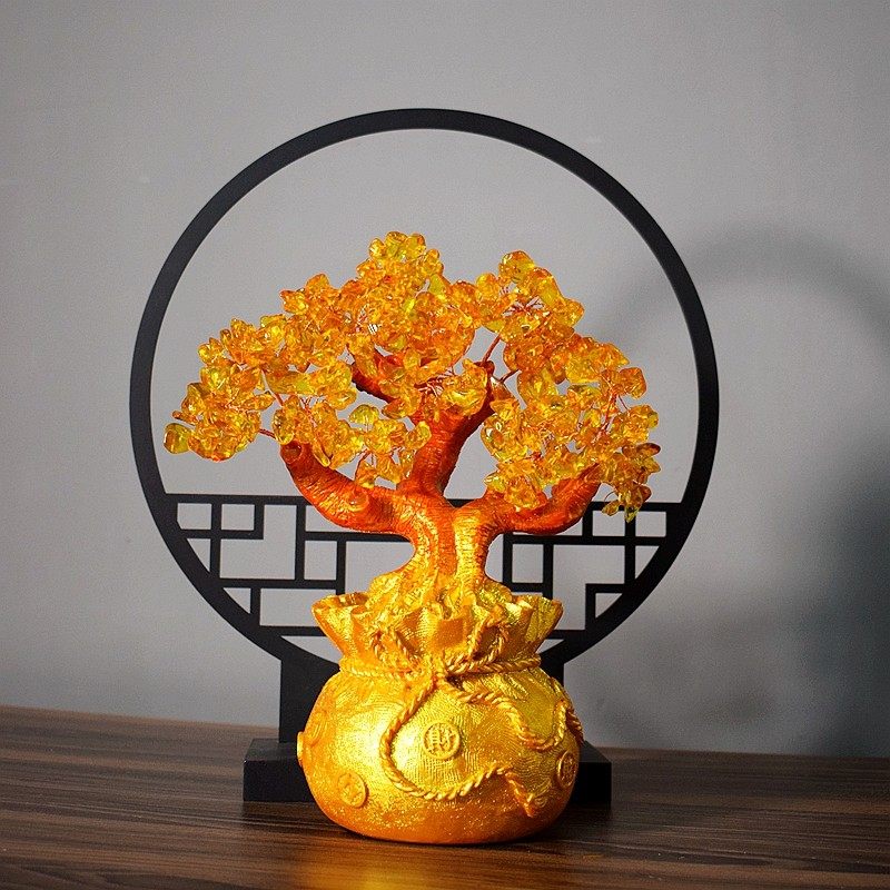 黄水晶发财树招财中式摆件客厅玄关摇钱树礼品居酒柜装饰品,家居饰品,装饰摆件,淘宝优惠券,粉丝福利购,淘宝优惠卷