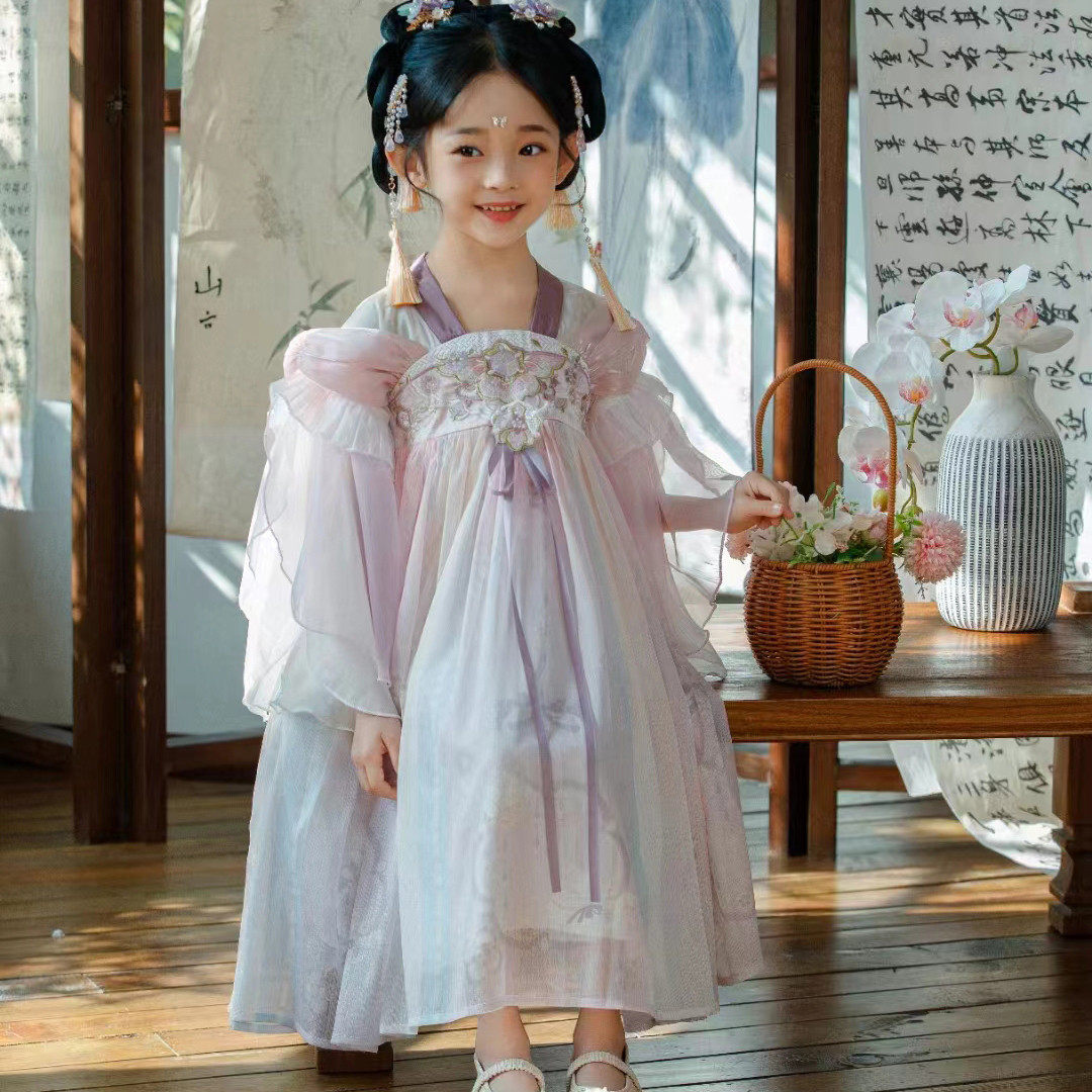 夏宝宝中国风齐胸花朵襦裙小女孩古装儿童