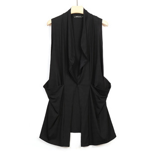 夏季男士中长款开衫马甲韩版潮流款个性时尚披风无袖坎肩外搭