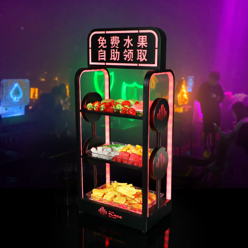 酒吧发光果盘架LED创意发光小吃碟铁艺KTV广告展示三层水果拼盘