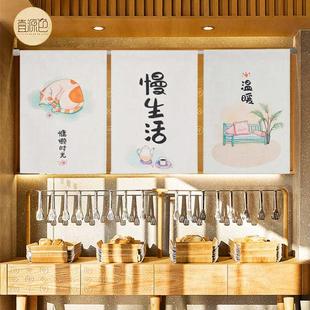 布艺隔断帘装 简约门帘日式 饰卧室厨房家用布帘免打孔半帘可定制