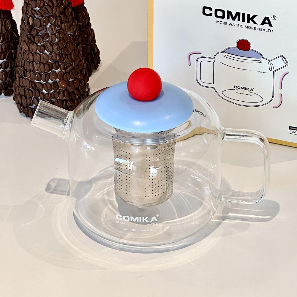 COMIKA口咔高硼硅玻璃水壶养生壶茶水分离壶家用高颜值大容量元气