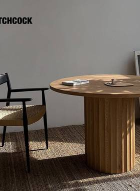 HITCHCOCK Doric/圆桌北欧日式实木餐桌侘寂简约工作休闲餐厅圆形