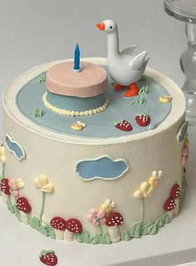 而立之年大白鹅软胶立体玩偶摆件 三十而立男士生日蛋糕装饰配件