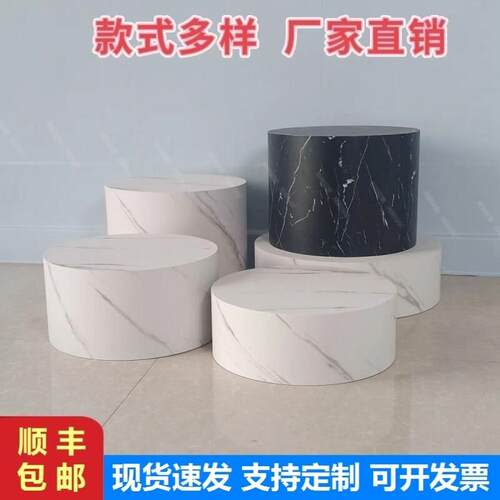大理石圆形空调垫高底座台摆件展示台直播站台橱窗模特地台AI