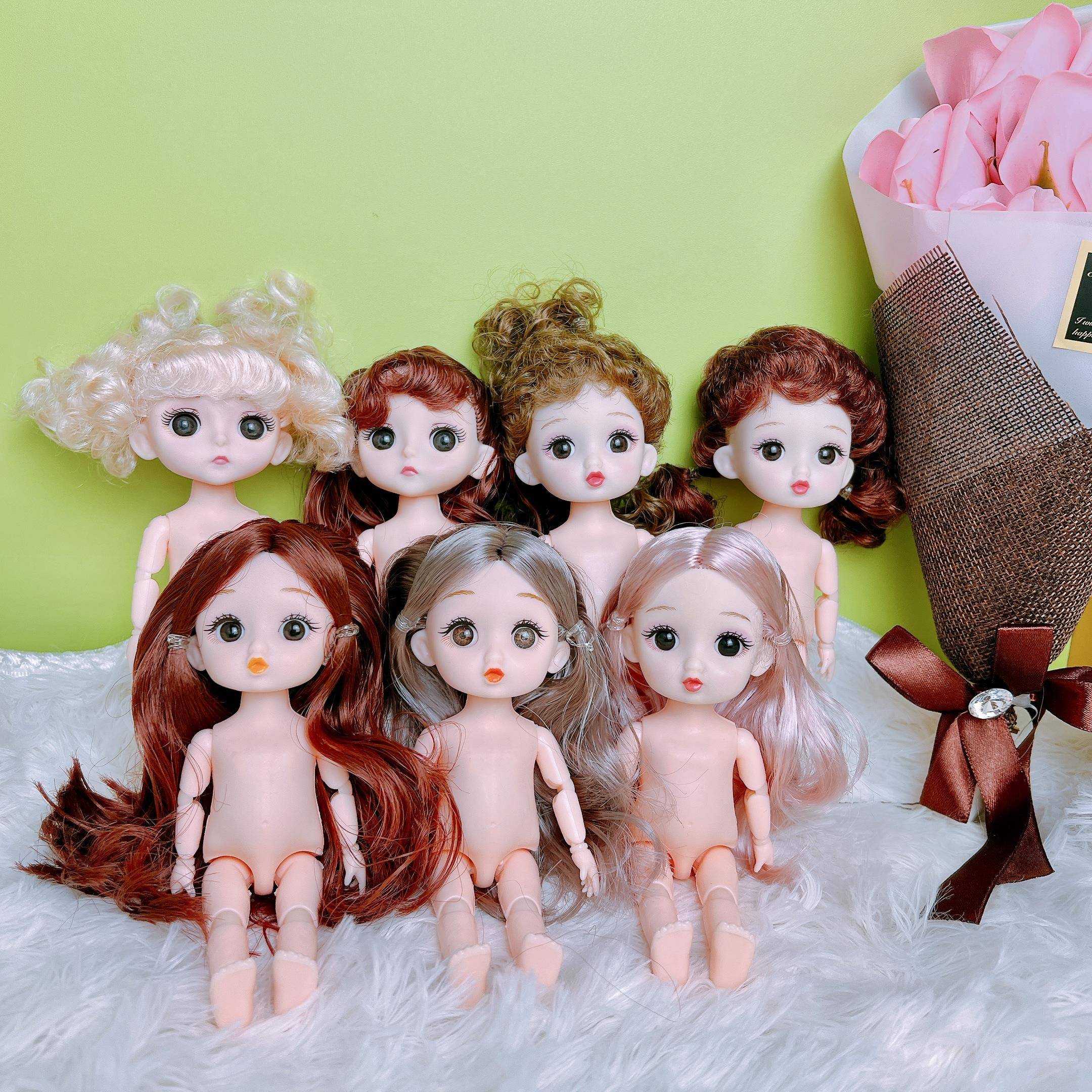 8分16-17厘米素体裸娃3D真眼13关节表情娃换装可爱小娃娃女孩玩具