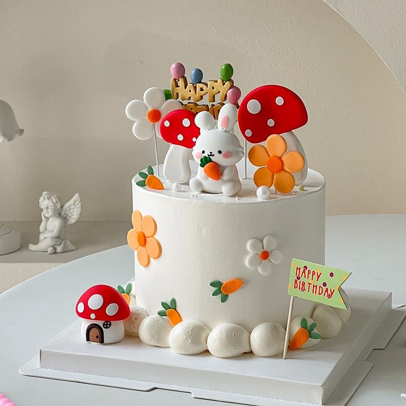 小兔子胡萝卜网红蛋糕装饰软胶摆件插件生日派对甜品台烘焙61儿童