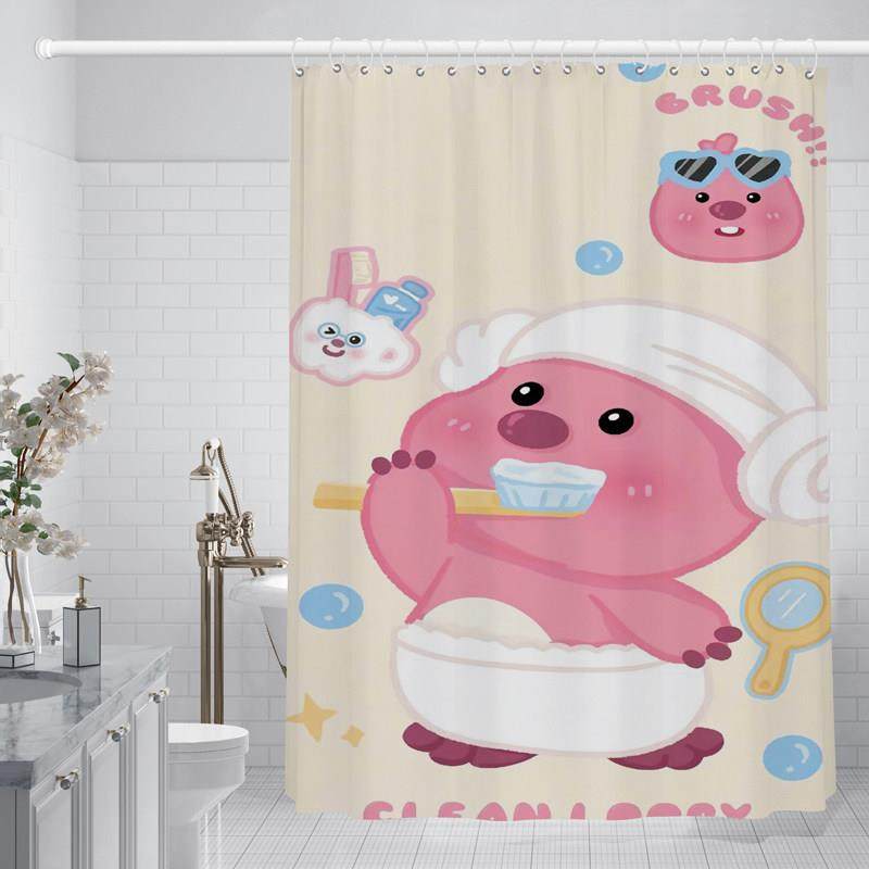 可爱浴室防霉防水布浴帘loopy厕所洗手间隔断遮光免打孔淋浴帘,家庭/个人清洁工具,浴帘,淘宝优惠券,粉丝福利购,淘宝优惠卷