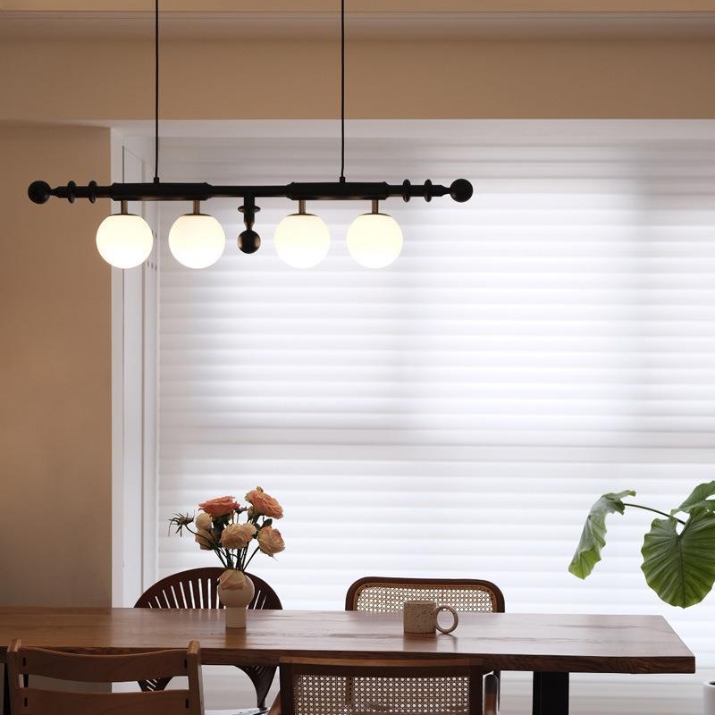 法式覆古餐厅灯岛台白蜡木侘寂风高级感吊灯餐桌吧台一字长条灯