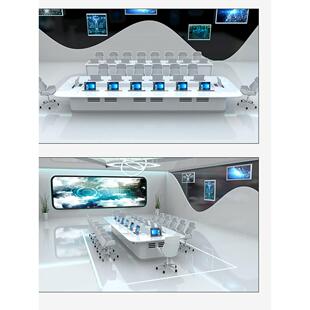 大型无纸化智能会议桌长桌椅组合升降屏高档轻奢烤漆多人会议室桌