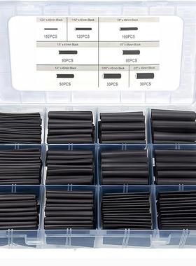 650pcs阻燃热缩套管电线 线保护套绝缘热缩管盒装黑色热缩管套装