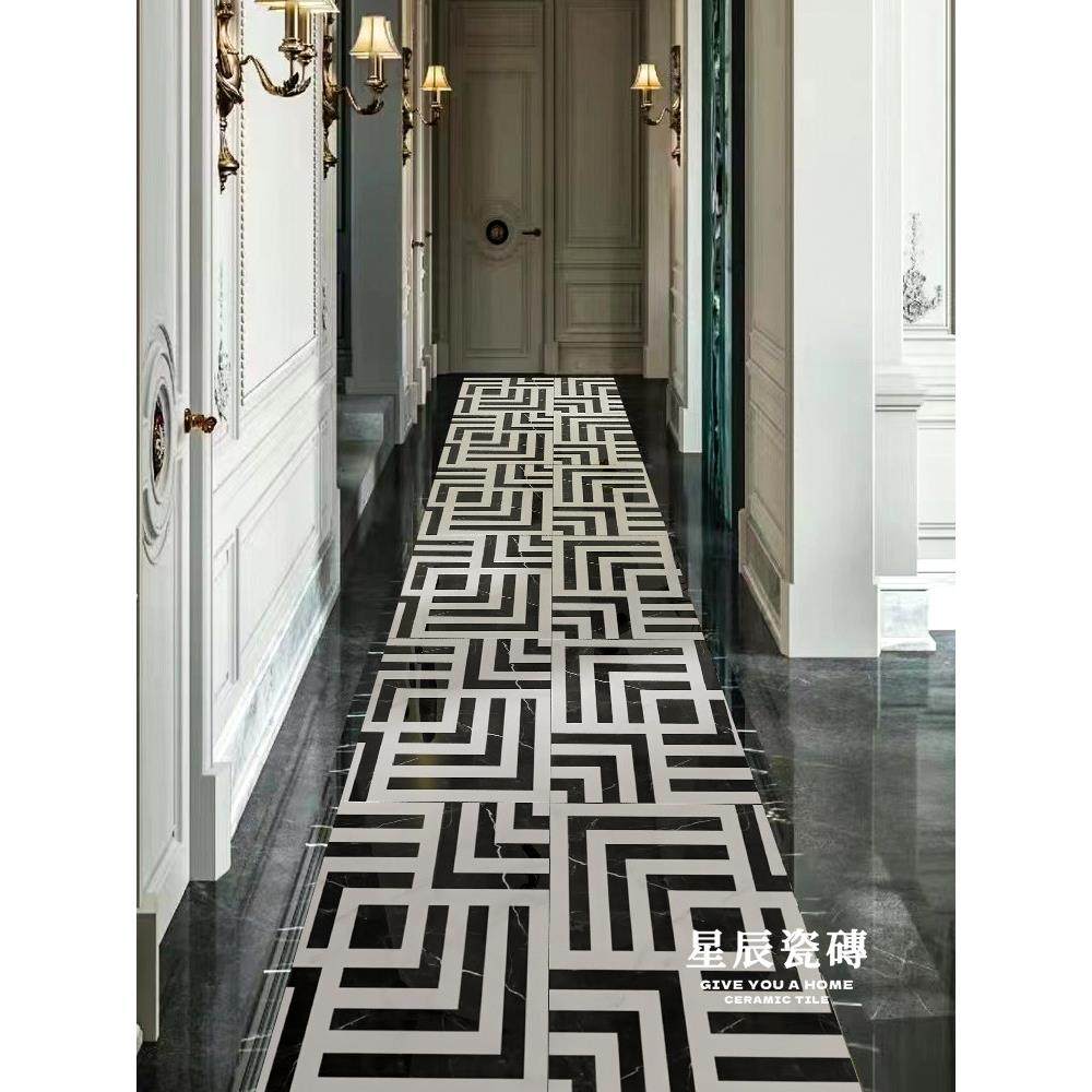 意大利黑白地砖酒店大理石瓷砖连锁餐厅B&B Ktv光泽设计师定制瓷,家装主材,仿大理石瓷砖,淘宝优惠券,粉丝福利购,淘宝优惠卷