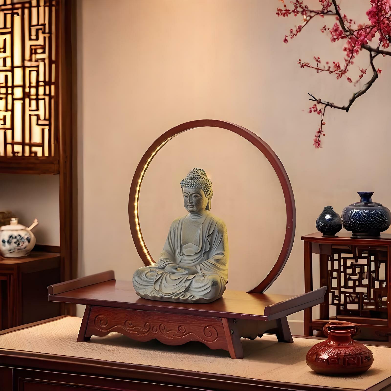 佛龛小型观音佛像供座台迷你小佛台桌面财神爷底座神位托 托架香