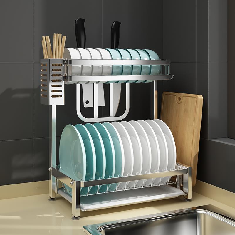 304不锈钢碗架台面窄小型家用厨房碗碟收纳架子碗筷置物架沥水架